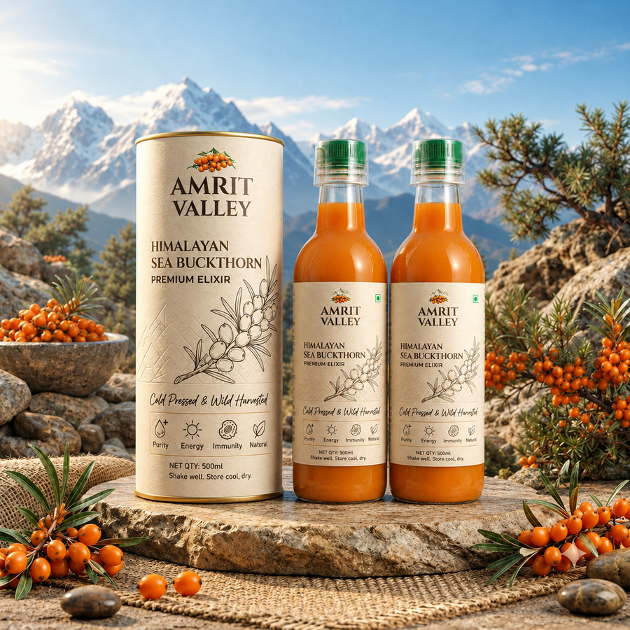 Amrit Valley Premium Sea Buckthorn Juice – 500ml (Pack of 2)
