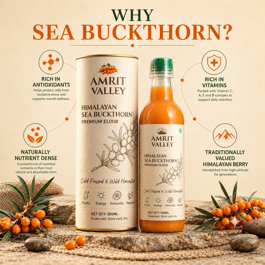 Amrit Valley Premium Sea Buckthorn Juice – 500ml (Pack of 1)
