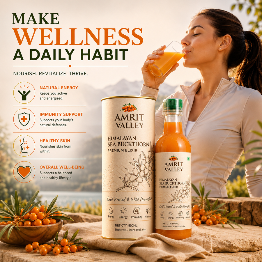 Amrit Valley Premium Sea Buckthorn Juice – 500ml (Pack of 1)