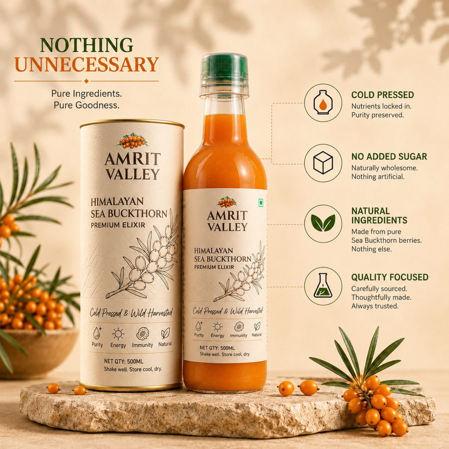 Amrit Valley Premium Sea Buckthorn Juice – 500ml (Pack of 1)