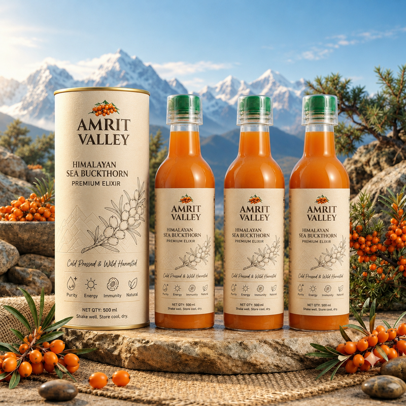 Amrit Valley Premium Sea Buckthorn Juice – 500ml (Pack of 3)